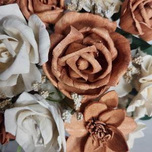 Rose Gold Ivory Sola Wood Bridal Wedding Bouquet Accessories