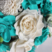 Load image into Gallery viewer, Aqua Ivory Rose Sola Wood Bridal Wedding Bouquet Accessories