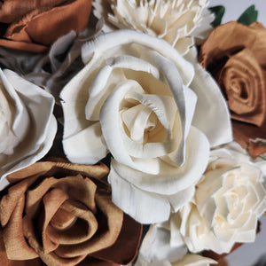 Brown Ivory Rose Sola Wood Bridal Wedding Bouquet Accessories