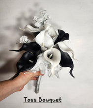 Load image into Gallery viewer, Black Ivory White Calla Lily Bridal Wedding Bouquet Accessories