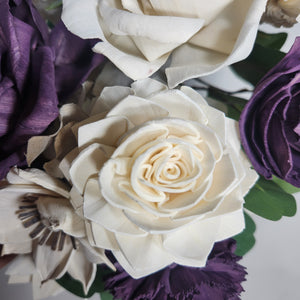 Eggplant Ivory Rose Sola Wood Bridal Wedding Bouquet Accessories