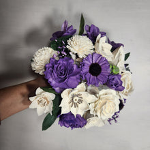 Load image into Gallery viewer, Purple Ivory Rose Sola Wood Bridal Wedding Bouquet Accessories
