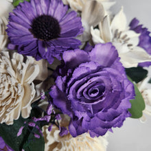 Load image into Gallery viewer, Purple Ivory Rose Sola Wood Bridal Wedding Bouquet Accessories