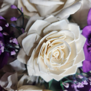 Lilac Lavender Ivory Rose Sola Wood Bridal Wedding Bouquet Accessories