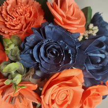 Load image into Gallery viewer, Coral Navy Blue Rose Sola Wood Bridal Wedding Bouquet Accessories