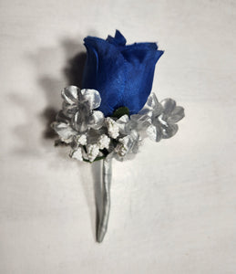 Royal Blue Silver White Rose Bridal Wedding Bouquet Accessories