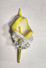 Load image into Gallery viewer, Yellow White Calla Lily Bridal Wedding Bouquet Accessories