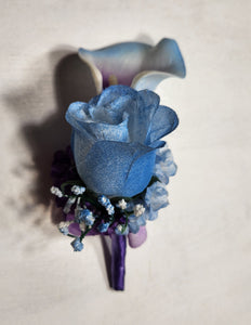 Light Blue Purple Rose Calla Lily Bridal Wedding Bouquet Accessories