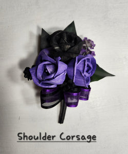Purple Black Sola Wod Rose Bridal Wedding Bouquet Accessories