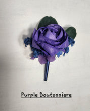 Load image into Gallery viewer, Purple Royal Blue Rose Call Lily Bridal Wedding Bouquet Accessories