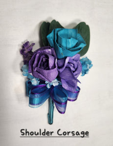 Purple Teal Rose Call Lily Sola Wood Bridal Wedding Bouquet Accessories