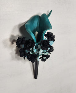 Teal Black Calla Lily Bridal Wedding Bouquet Accessories