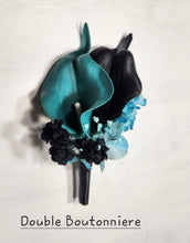 Load image into Gallery viewer, Teal Black Calla Lily Bridal Wedding Bouquet Accessories
