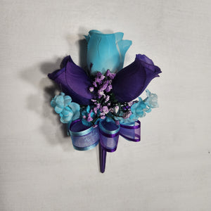 Teal Purple Rose Calla Lily Bridal Wedding Bouquet Accessories