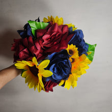 Load image into Gallery viewer, Burgundy Navy Blue Sunflower Bridal Wedding Bouquet Accessories