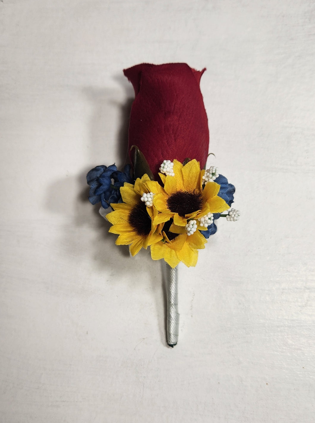 Burgundy Navy Blue White Sunflower Bridal Wedding Bouquet Accessories