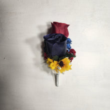 Load image into Gallery viewer, Burgundy Navy Blue White Sunflower Bridal Wedding Bouquet Accessories