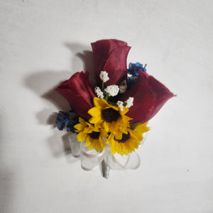 Burgundy Navy Blue Sunflower Bridal Wedding Bouquet Accessories