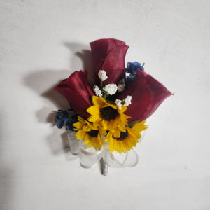 Burgundy Navy Blue White Sunflower Bridal Wedding Bouquet Accessories