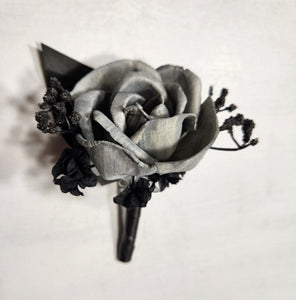Silver Black Rose Calla Lily Sola Wood Bridal Wedding Bouquet Accessories