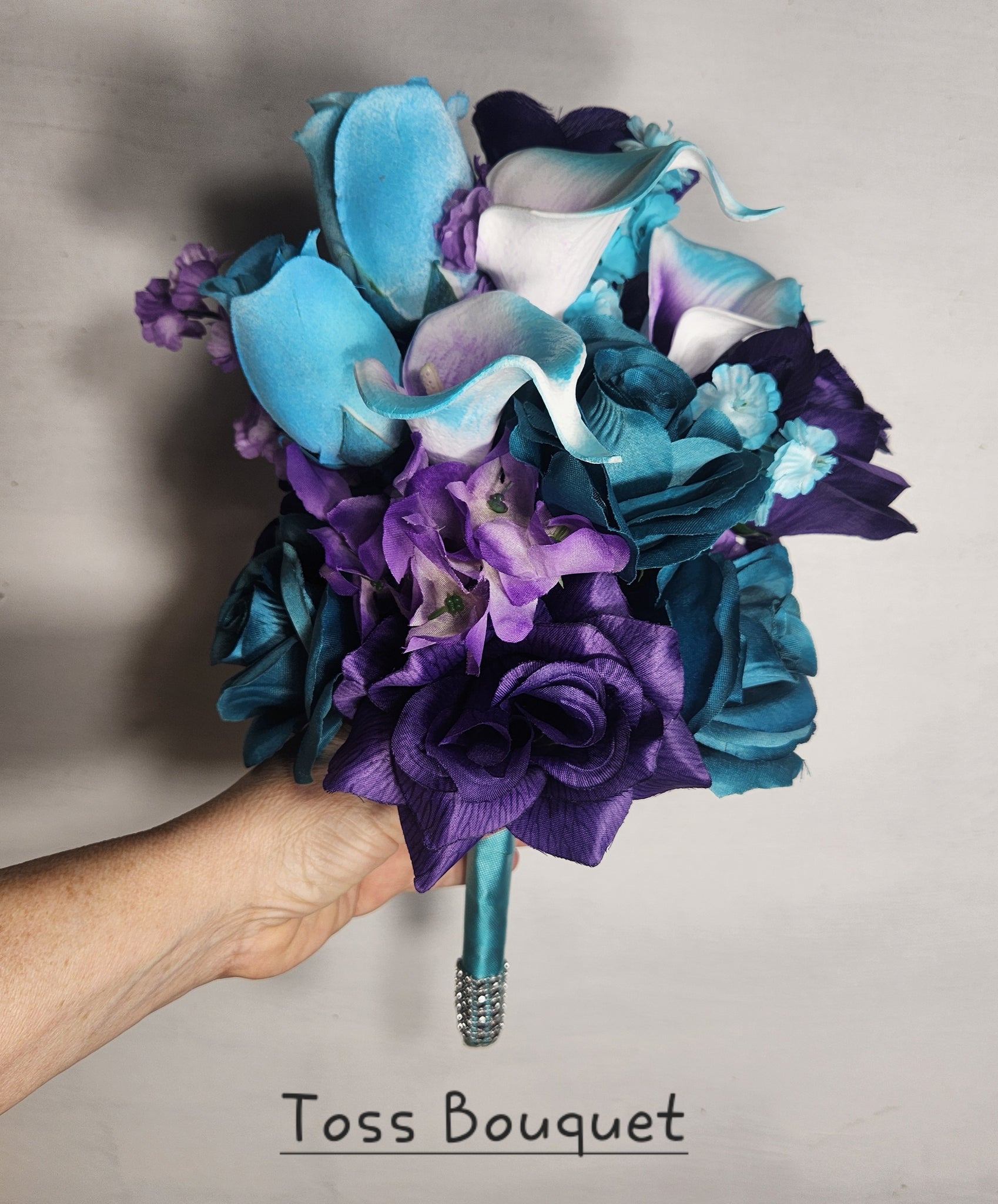 teal tiger lily Purple Teal Rose Tiger Lily Bridal Wedding Bouquet Accessories