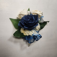 Load image into Gallery viewer, Navy Blue Ivory Rose Real Touch Bridal Wedding Bouquet Accessories