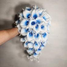 Load image into Gallery viewer, Royal Blue White Calla Lily Bridal Wedding Bouquet Accessories