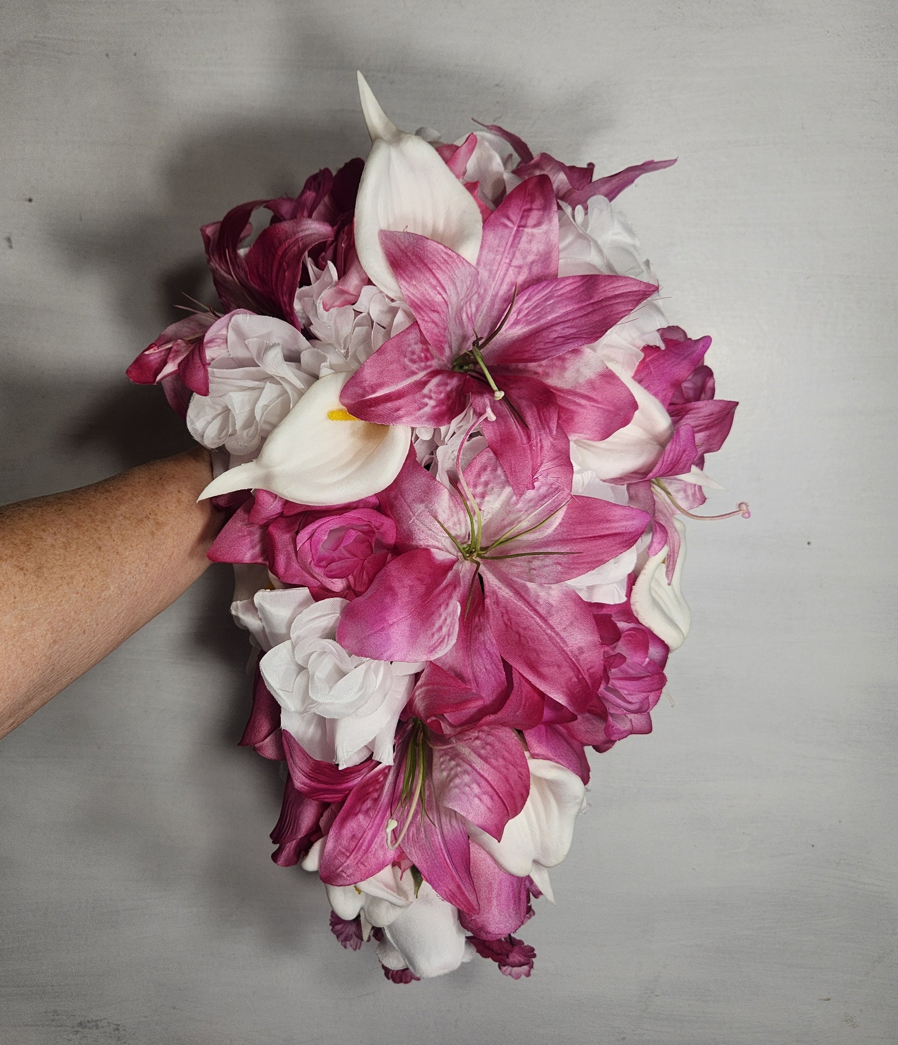 tiger lily white and pink Fuchsia White Rose Tiger Lily Bridal Wedding Bouquet Accessories – Bridal Wedding Bouquets