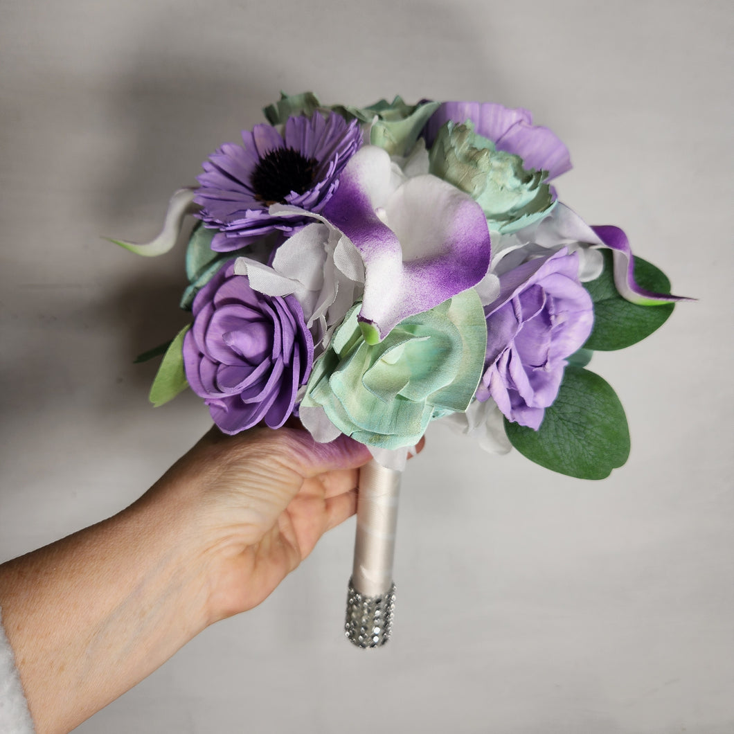 lavender flower bridal bouquet Lavender Light Green Rose Calla Lily Real Touch Bridal Wedding Bouquet – Bridal Wedding Bouquets