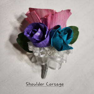 Pink Purple Teal Rose Calla Lily Sola Wood Bridal Wedding Bouquet Accessories