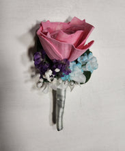 Load image into Gallery viewer, Pink Purple Teal Rose Calla Lily Sola Wood Bridal Wedding Bouquet Accessories
