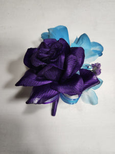 Purple Teal Rose Tiger Lily Bridal Wedding Bouquet Accessories
