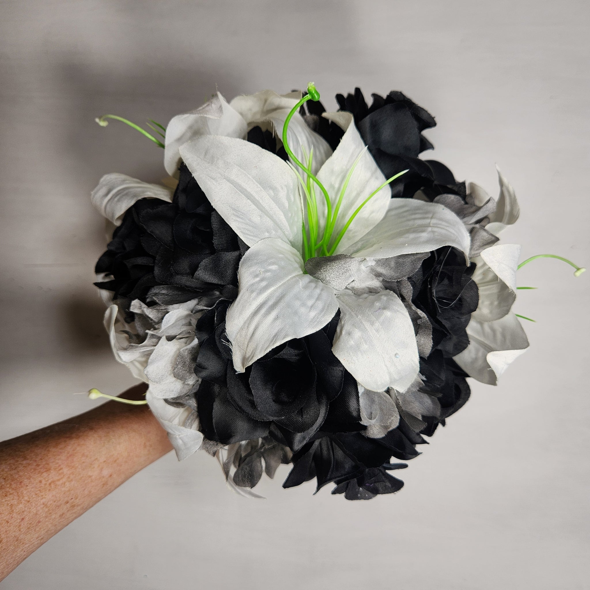 white roses and tiger lilies Black White Rose Tiger Lily Bridal Wedding Bouquet Accessories – Bridal Wedding Bouquets