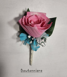 Pink Teal Rose Calla Lily Sola Wood Bridal Wedding Bouquet Accessories