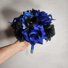 Load image into Gallery viewer, Royal Blue Black Rose Calla Lily Bridal Wedding Bouquet Accessories