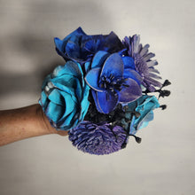 Load image into Gallery viewer, Iridescence Turquoise Purple Royal Blue Sola Wood Bridal Wedding Bouquet Accessories