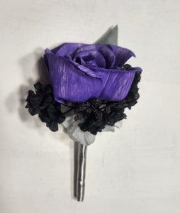 Purple Silver Black Rose Calla Lily Sola Wood Bridal Wedding Bouquet Accessories