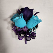 Load image into Gallery viewer, Purple Tuquoise Black Rose Calla Lily Bridal Wedding Bouquet Accessories