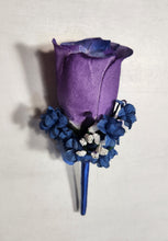 Load image into Gallery viewer, Purple Royal Blue Rose Calla Lily Bridal Wedding Bouquet Accessories