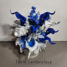 Load image into Gallery viewer, Royal Blue Silver Calla Lily Bridal Wedding Bouquet Accessories