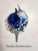 Load image into Gallery viewer, Royal Blue Silver Calla Lily Bridal Wedding Bouquet Accessories