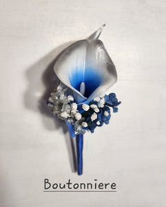 Royal Blue Silver Calla Lily Bridal Wedding Bouquet Accessories