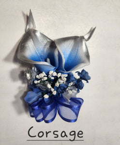 Royal Blue Silver Calla Lily Bridal Wedding Bouquet Accessories