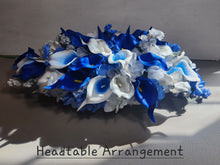 Load image into Gallery viewer, Royal Blue Silver Calla Lily Bridal Wedding Bouquet Accessories