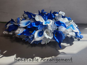 Royal Blue Silver Calla Lily Bridal Wedding Bouquet Accessories