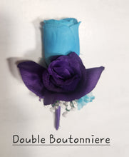 Load image into Gallery viewer, Purple Turquoise Rose Calla Lily Bridal Wedding Bouquet Accessories