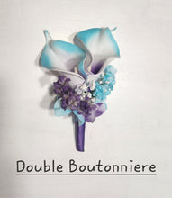 Load image into Gallery viewer, Purple Teal White Calla Lily Bridal Wedding Bouquet Accessories