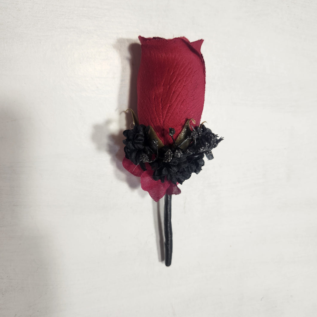 Burgundy Black Rose Calla Lily Bridal Wedding Bouquet Accessories