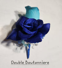 Load image into Gallery viewer, Turquoise Royal Blue Rose Calla Lily Bridal Wedding Bouquet Accessories