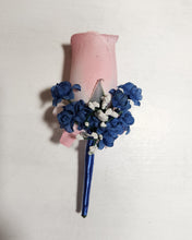 Load image into Gallery viewer, Pink Navy Blue Rose Calla Lily Bridal Wedding Bouquet Accessories